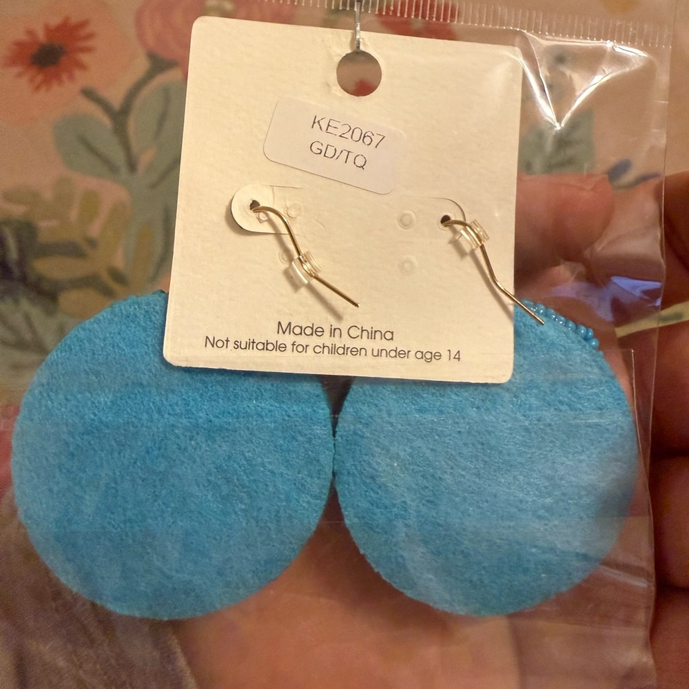Blue Beaded Cherry Earrings - Picture 4 of 6